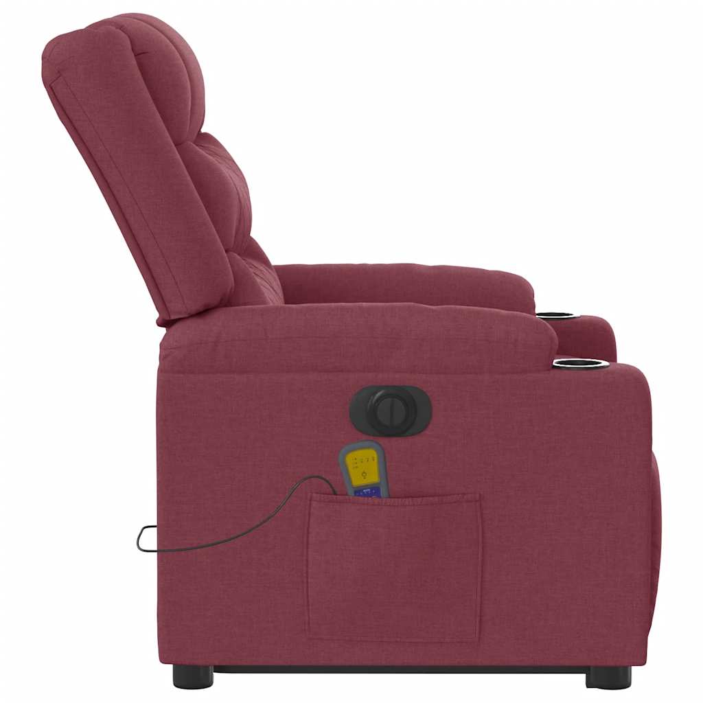 Fauteuil inclinable de massage électrique Rouge bordeaux Tissu