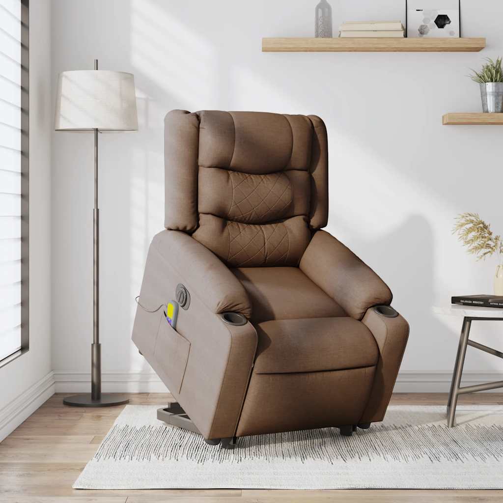 Fauteuil inclinable de massage électrique Marron Tissu - XIOS