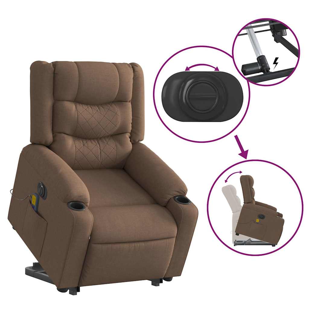 Fauteuil inclinable de massage électrique Marron Tissu - XIOS