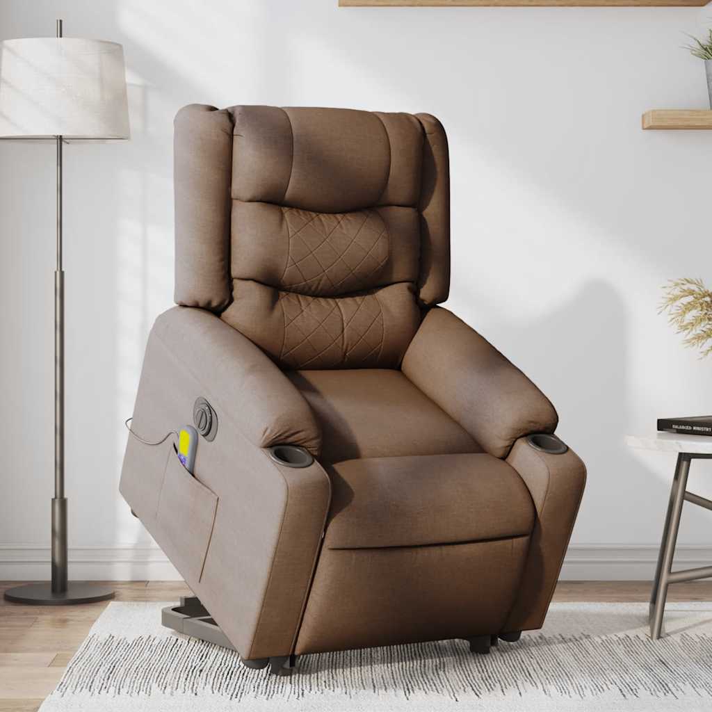 Fauteuil inclinable de massage électrique Marron Tissu - XIOS