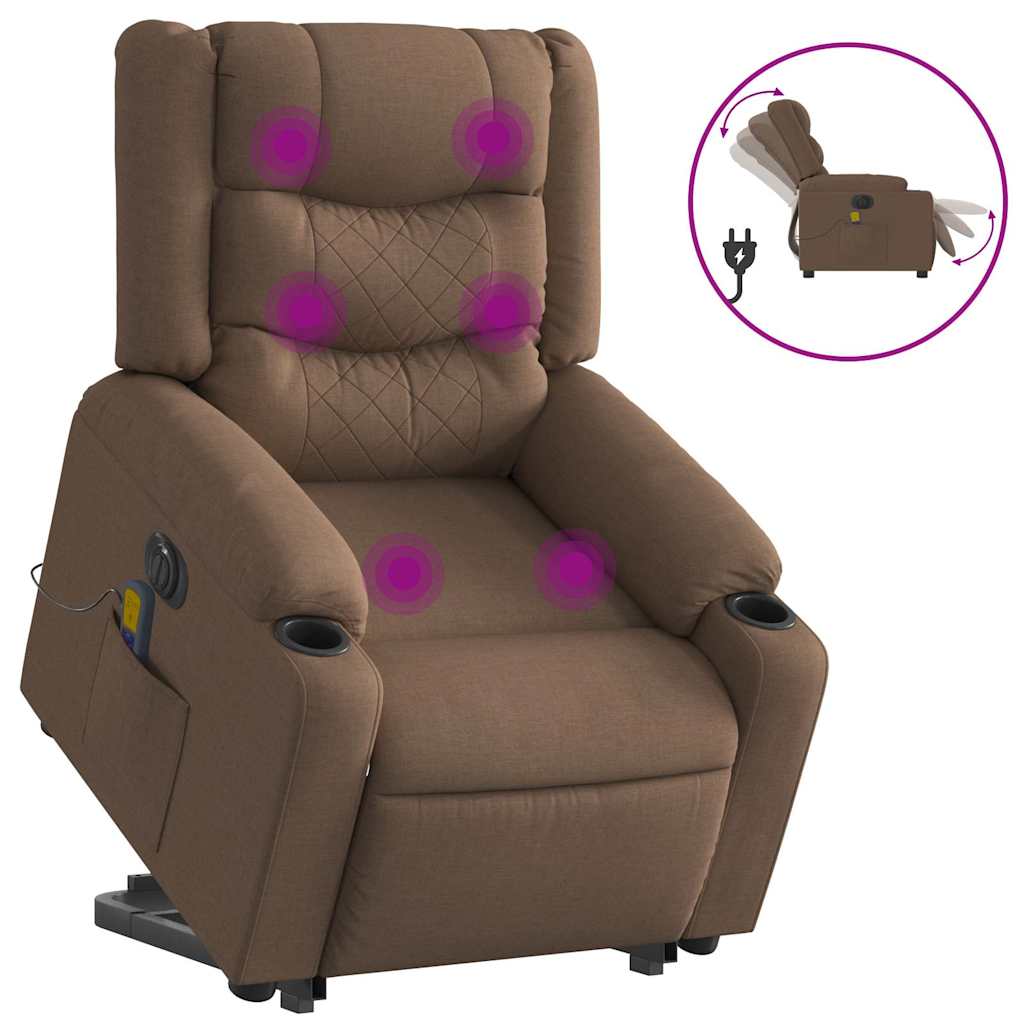 Fauteuil inclinable de massage électrique Marron Tissu - XIOS