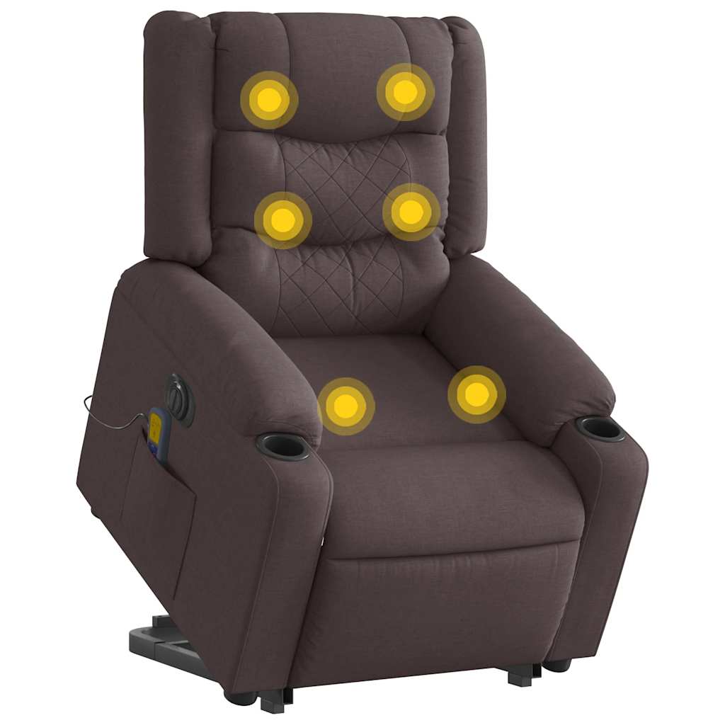 Fauteuil inclinable de massage électrique Marron foncé Tissu - XIOS