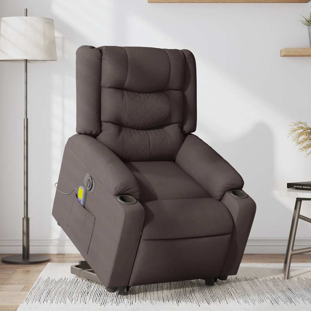 Fauteuil inclinable de massage électrique Marron foncé Tissu - XIOS