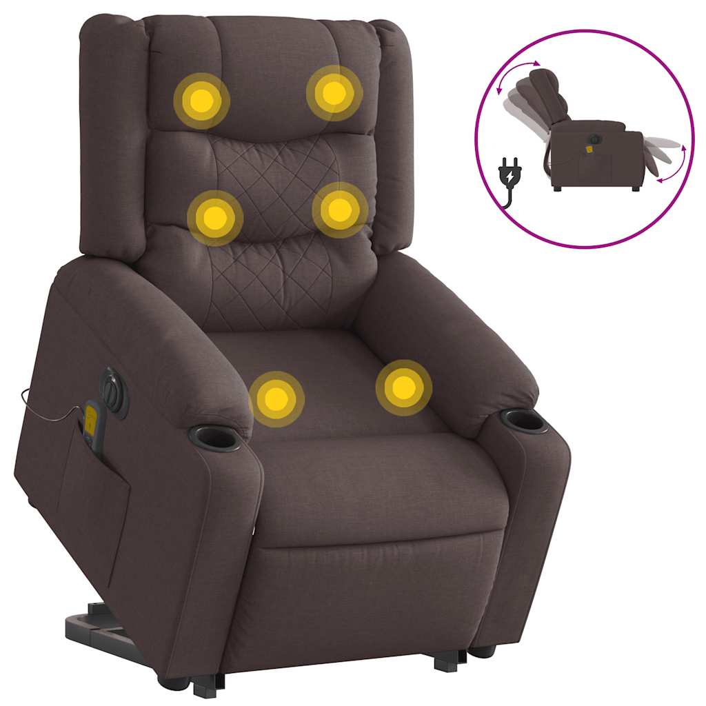 Fauteuil inclinable de massage électrique Marron foncé Tissu - XIOS