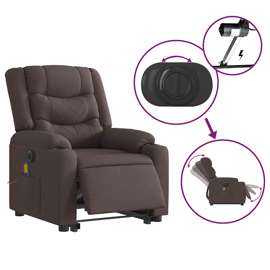 Fauteuil inclinable de massage électrique Marron foncé Tissu - XIOS