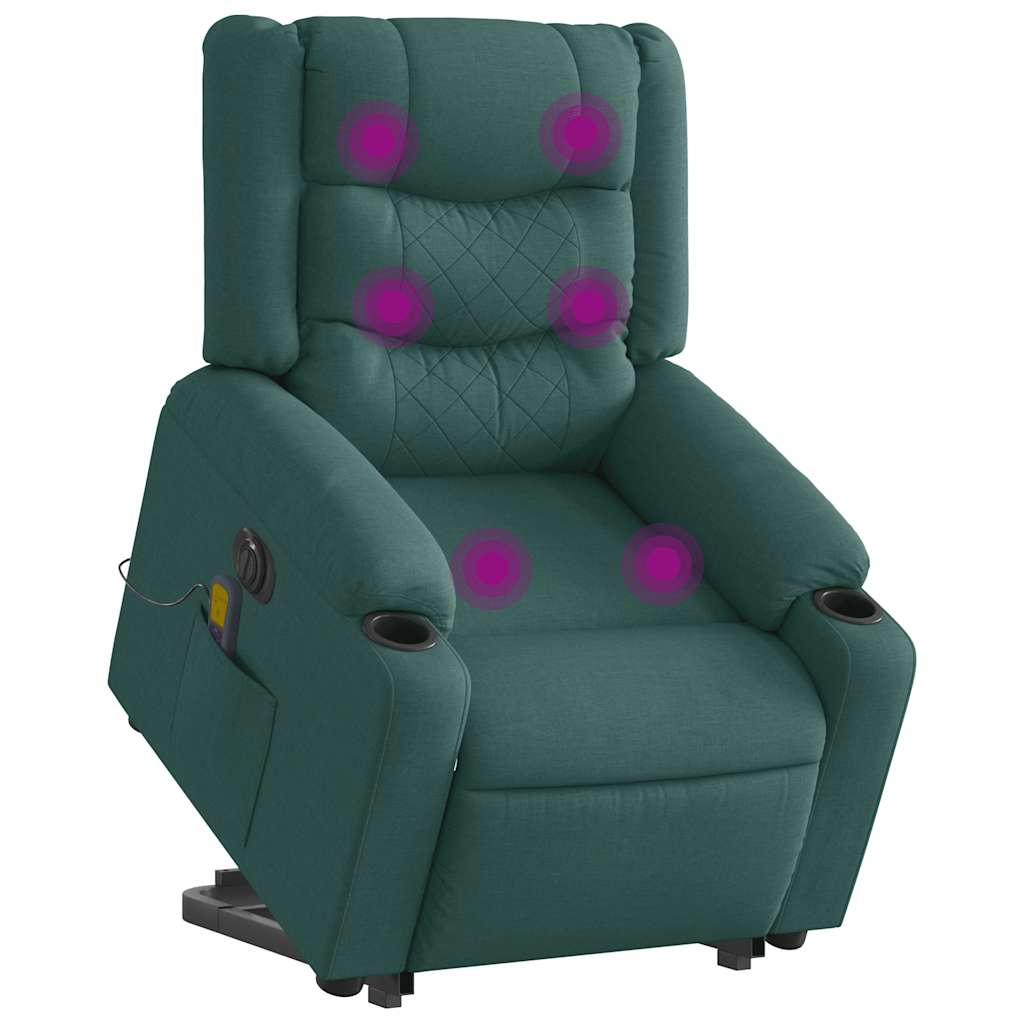 Fauteuil inclinable de massage électrique Vert foncé Tissu - XIOS