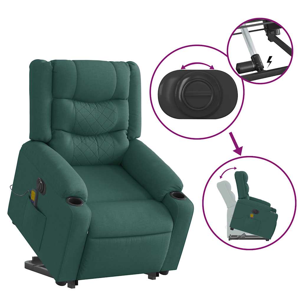 Fauteuil inclinable de massage électrique Vert foncé Tissu - XIOS