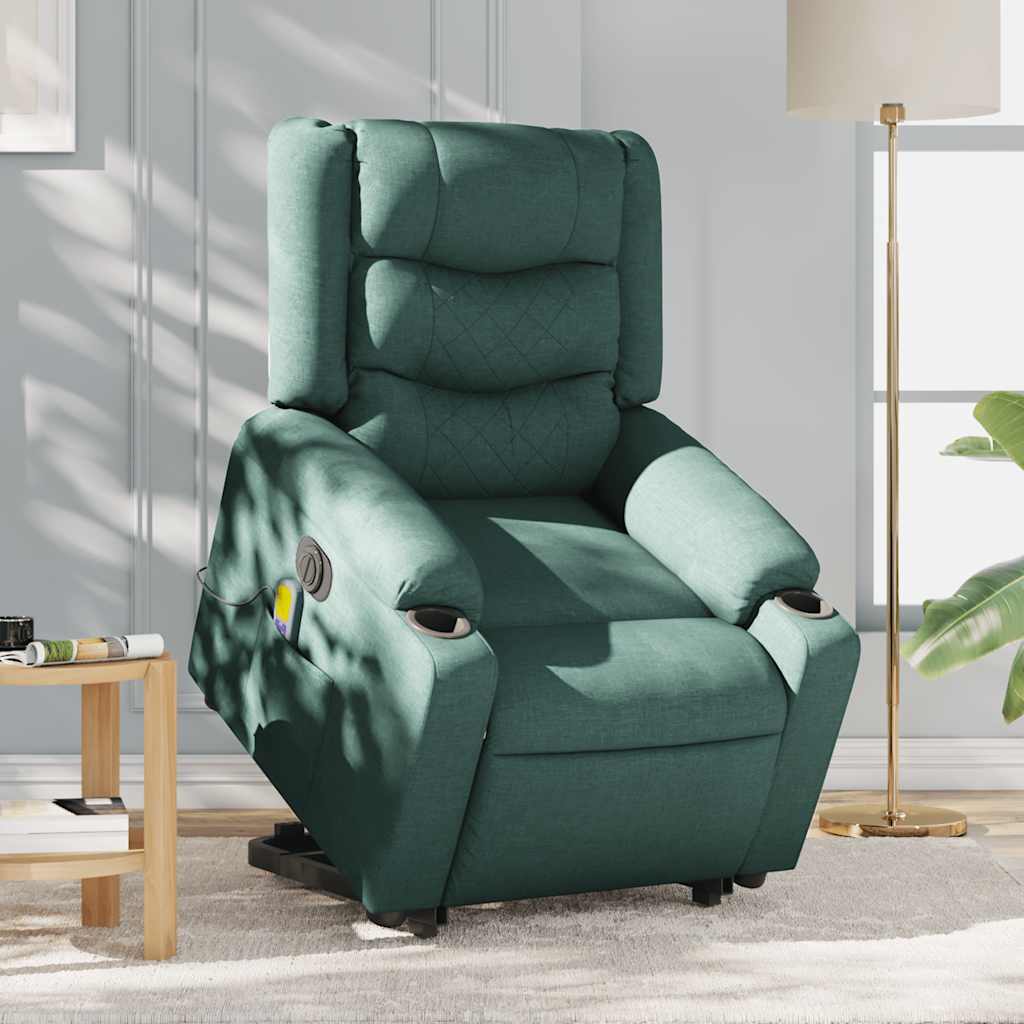Fauteuil inclinable de massage électrique Vert foncé Tissu - XIOS