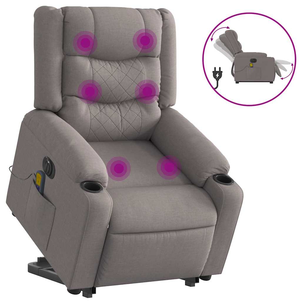 Fauteuil inclinable de massage électrique Taupe Tissu - XIOS