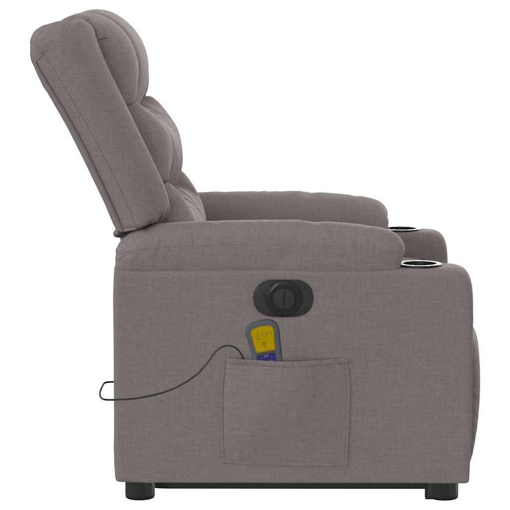 Fauteuil inclinable de massage électrique Taupe Tissu
