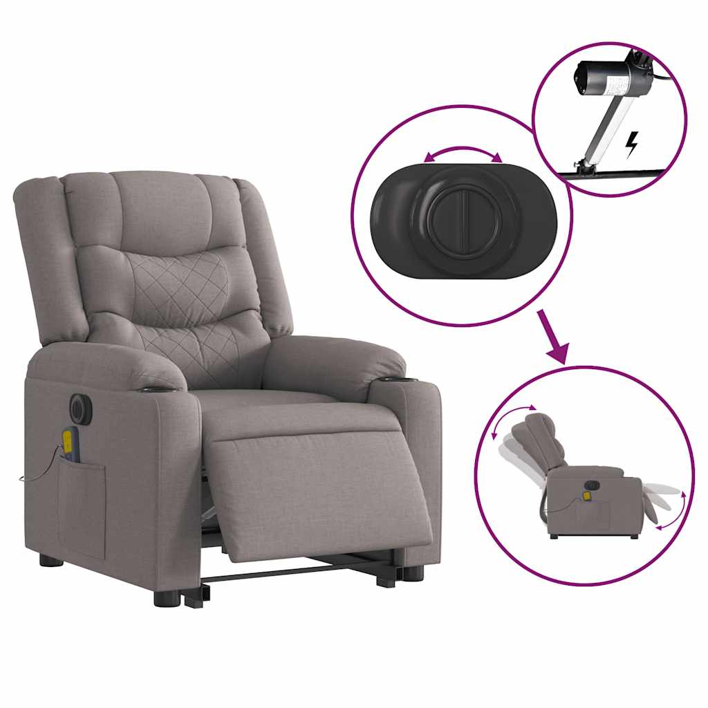 Fauteuil inclinable de massage électrique Taupe Tissu - XIOS
