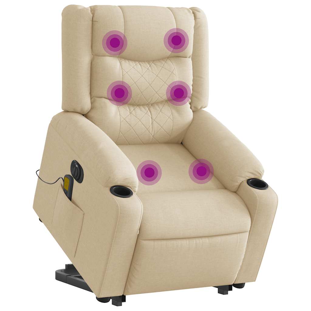 Fauteuil inclinable de massage électrique Crème Tissu