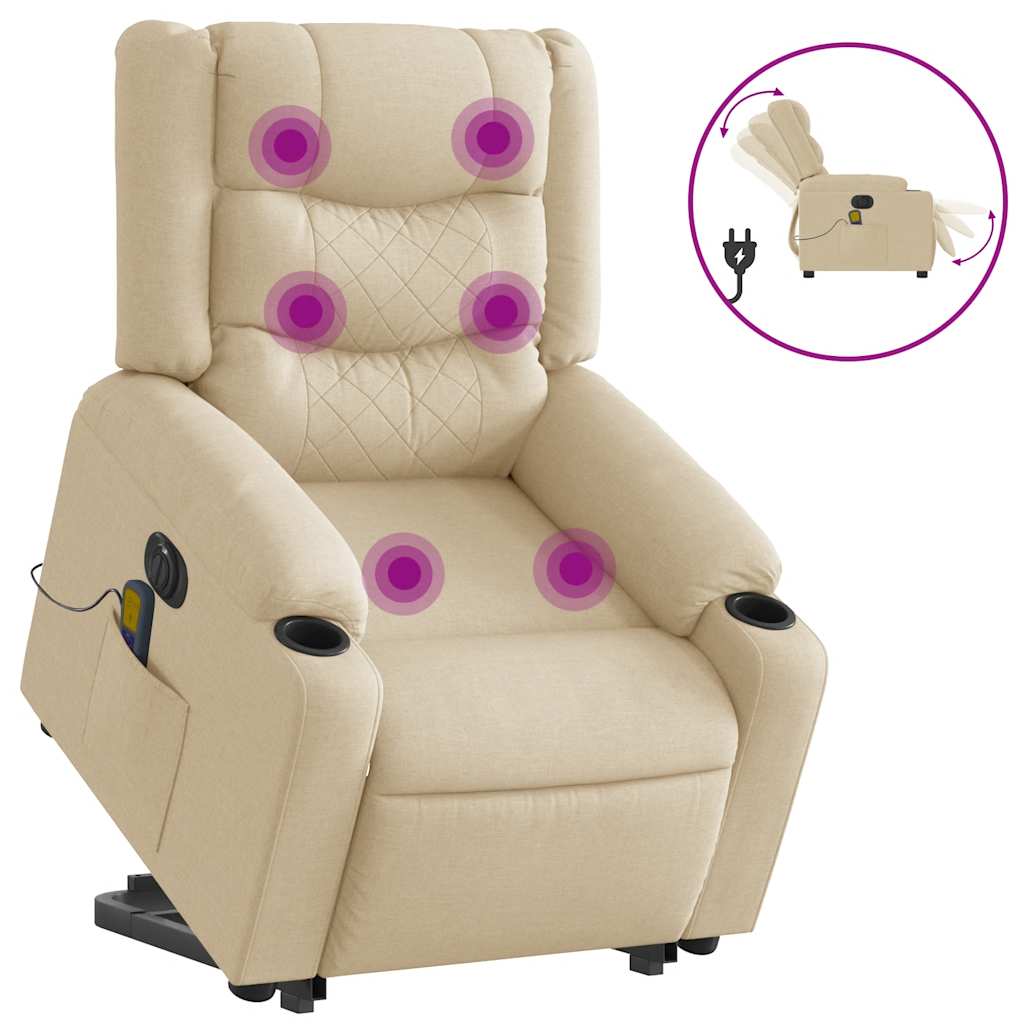 Fauteuil inclinable de massage électrique Crème Tissu