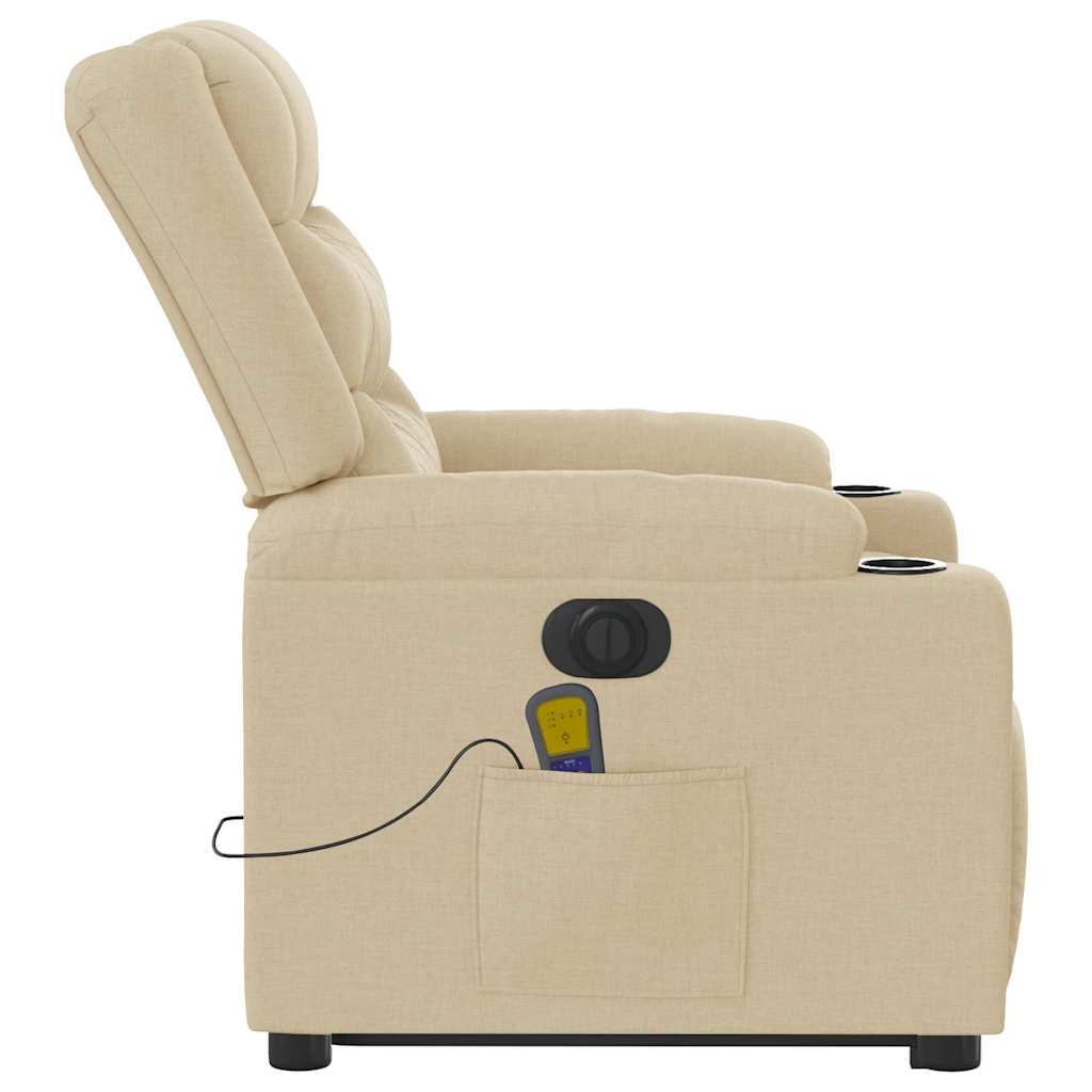 Fauteuil inclinable de massage électrique Crème Tissu