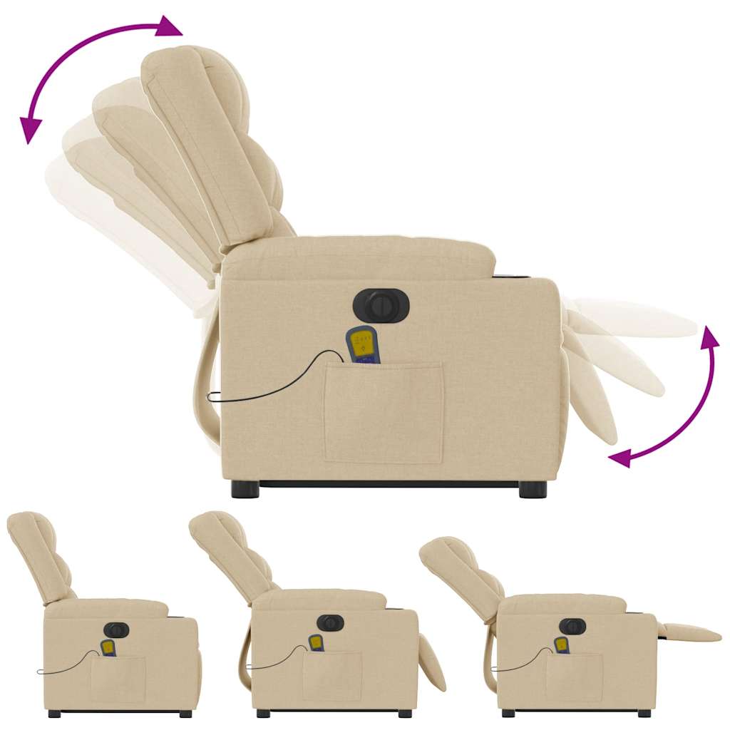 Fauteuil inclinable de massage électrique Crème Tissu - XIOS