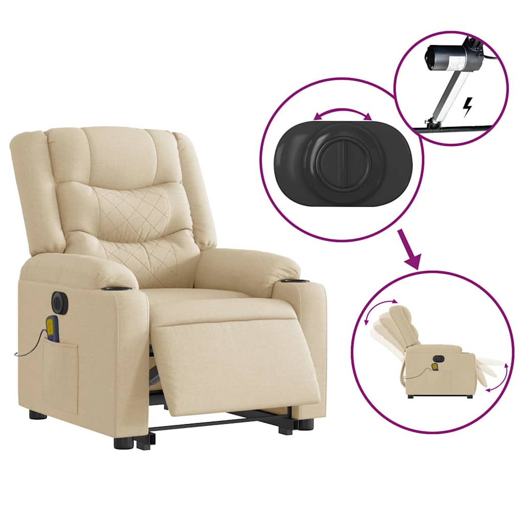 Fauteuil inclinable de massage électrique Crème Tissu - XIOS