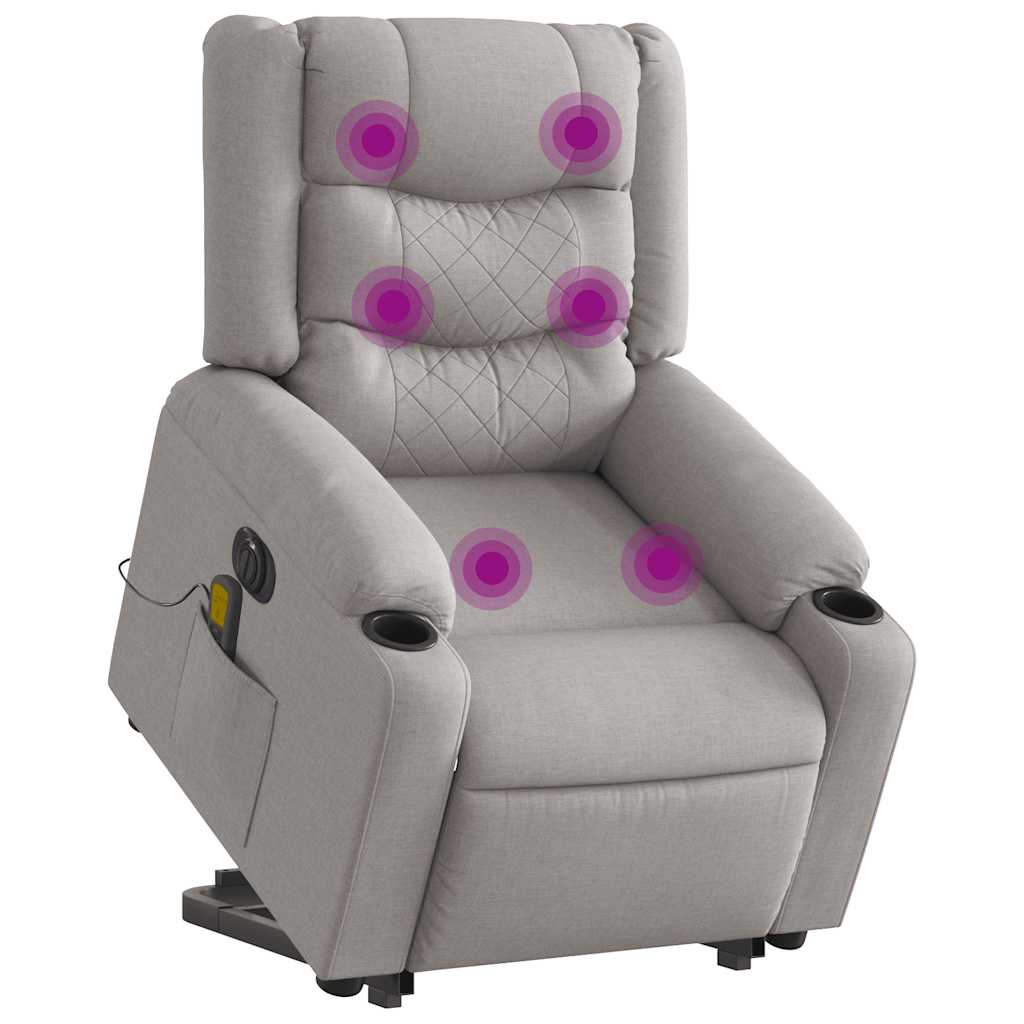 Fauteuil inclinable de massage électrique gris nuage tissu - XIOS