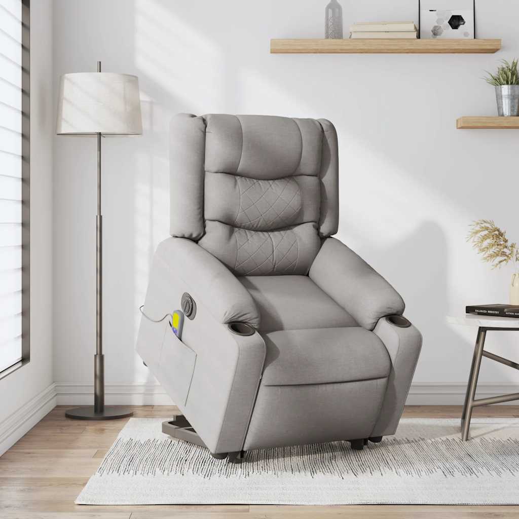 Fauteuil inclinable de massage électrique gris nuage tissu - XIOS