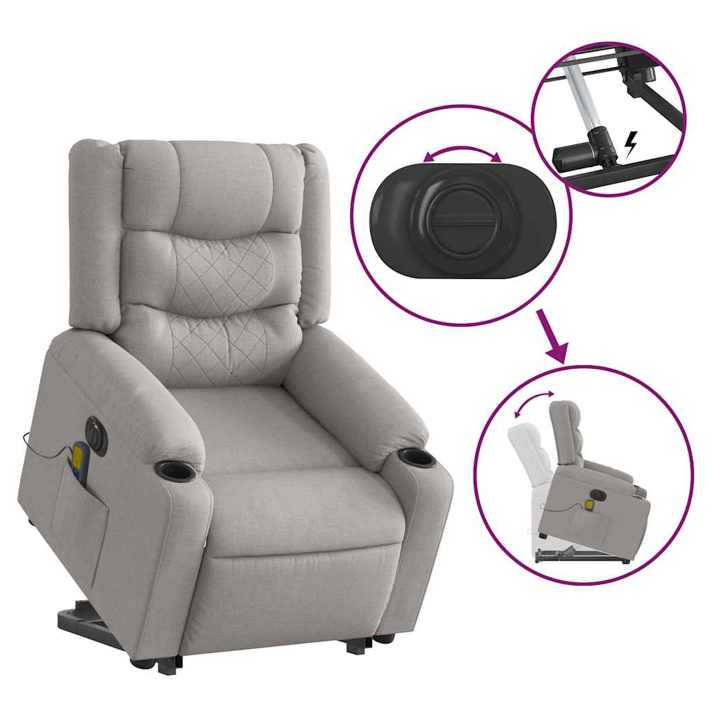 Fauteuil inclinable de massage électrique gris nuage tissu - XIOS