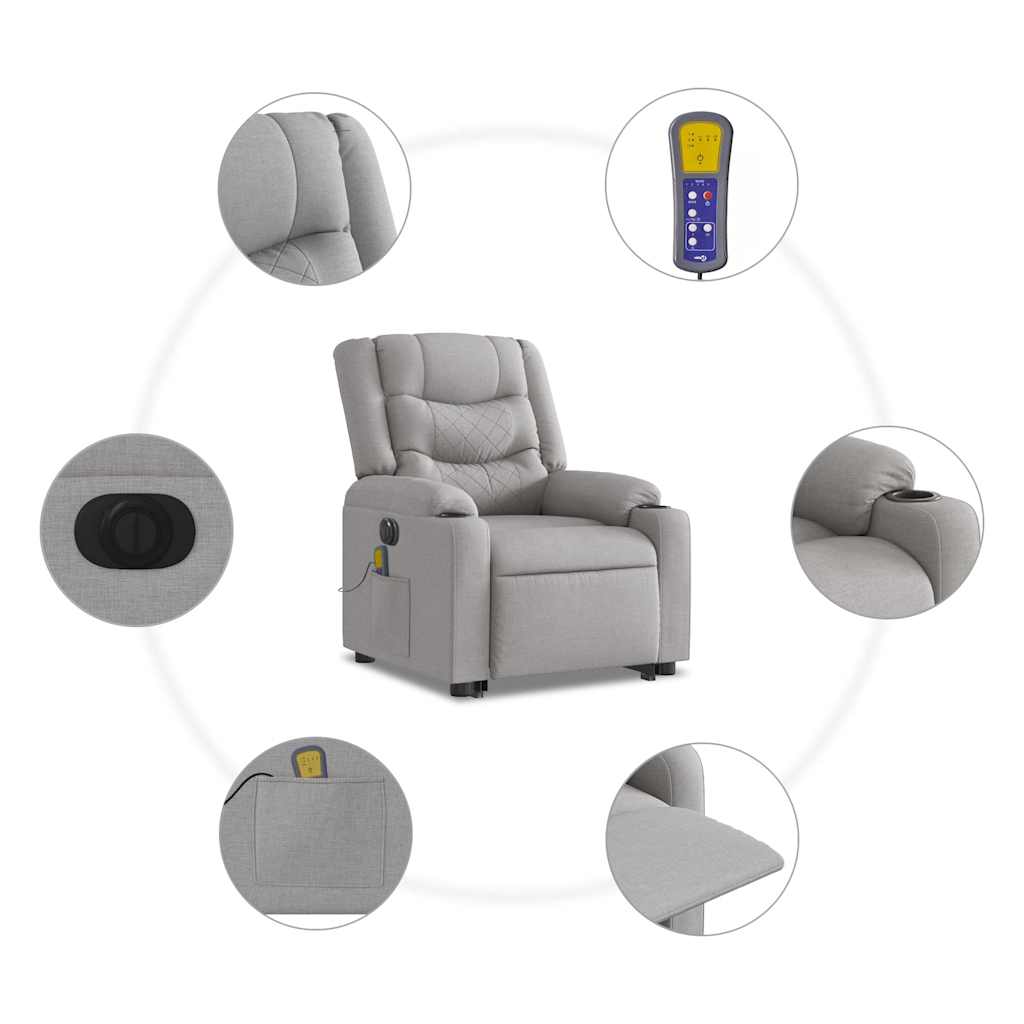 Fauteuil inclinable de massage électrique gris nuage tissu