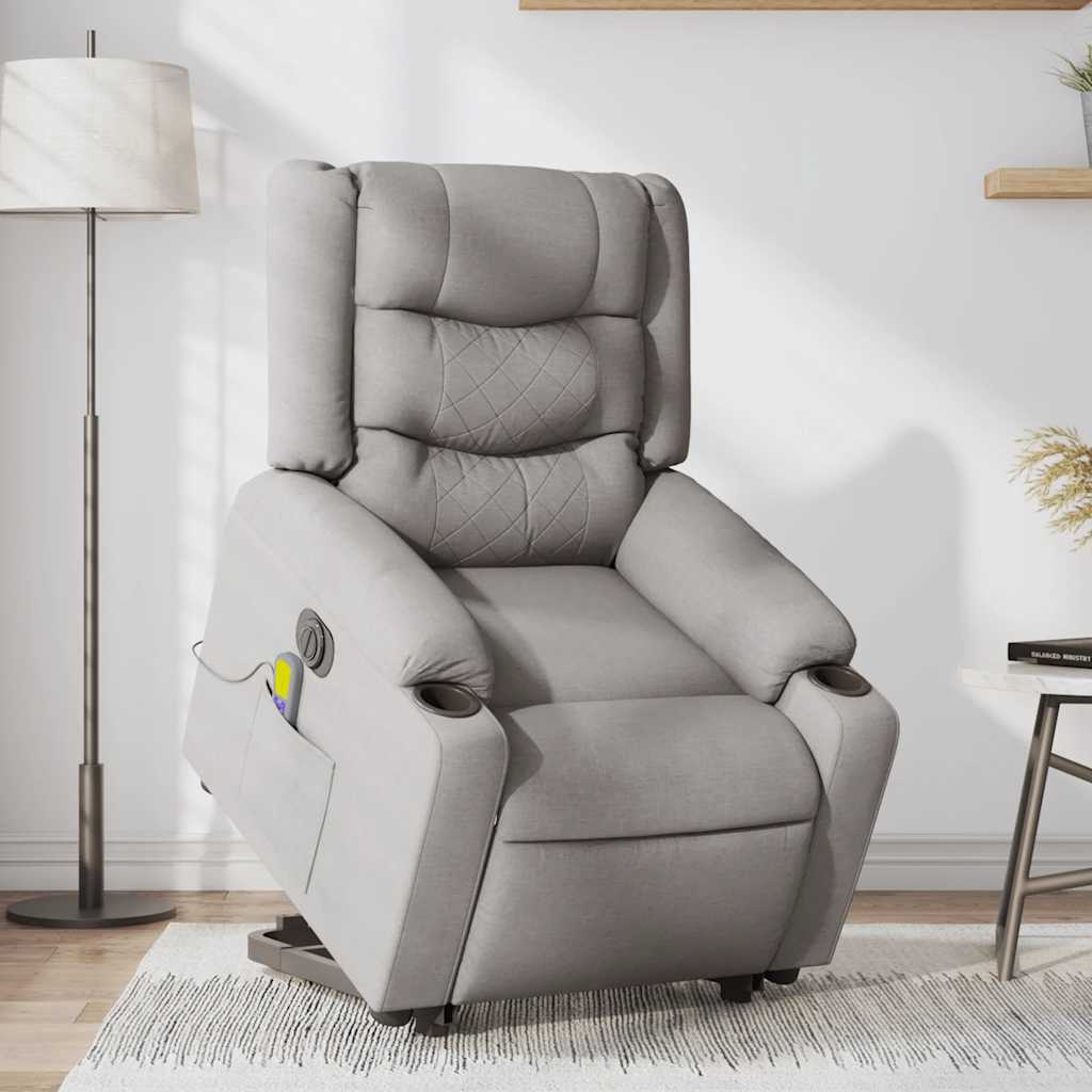 Fauteuil inclinable de massage électrique gris nuage tissu - XIOS