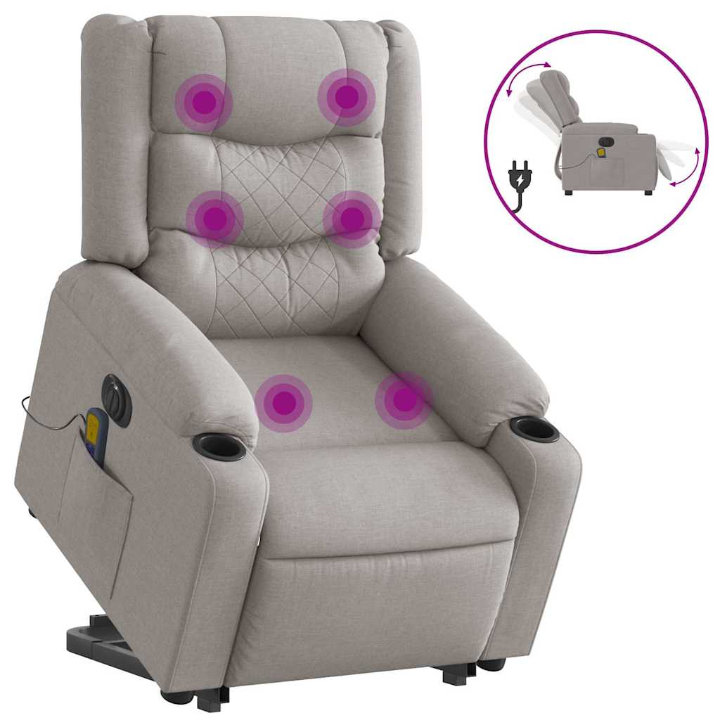Fauteuil inclinable de massage électrique gris nuage tissu