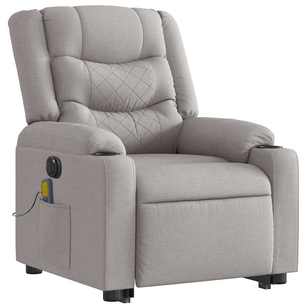 Fauteuil inclinable de massage électrique gris nuage tissu - XIOS