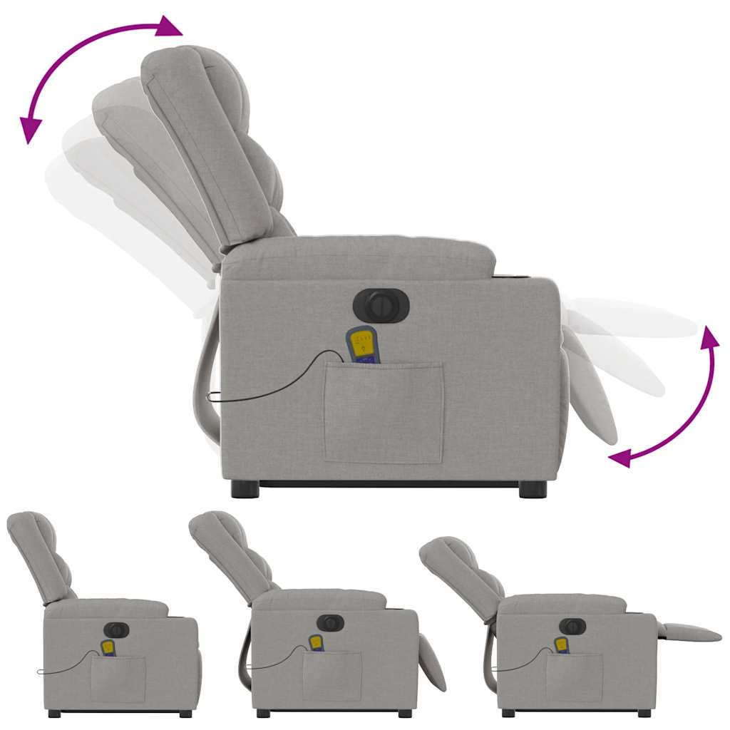 Fauteuil inclinable de massage électrique gris nuage tissu - XIOS