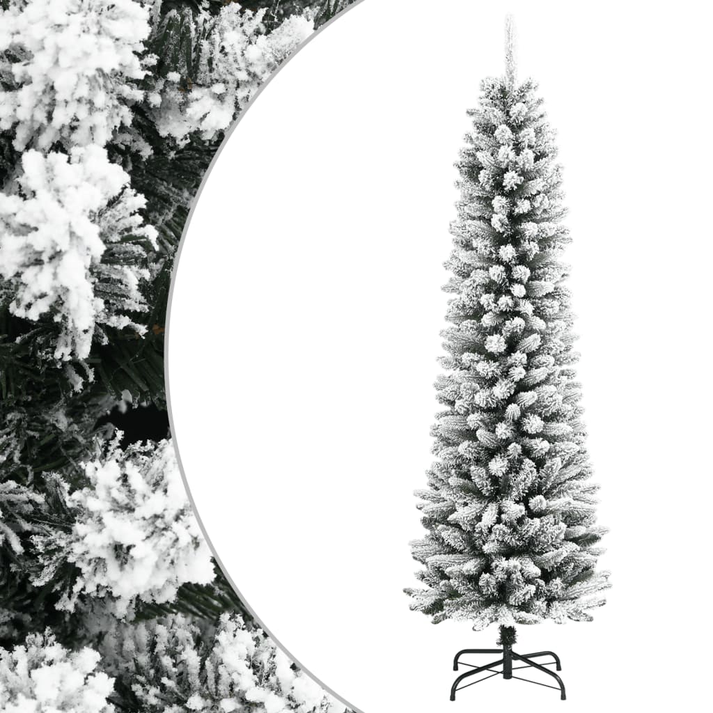 Sapin de Noël artificiel mince avec neige floquée 180 cm PVC/PE - XIOS