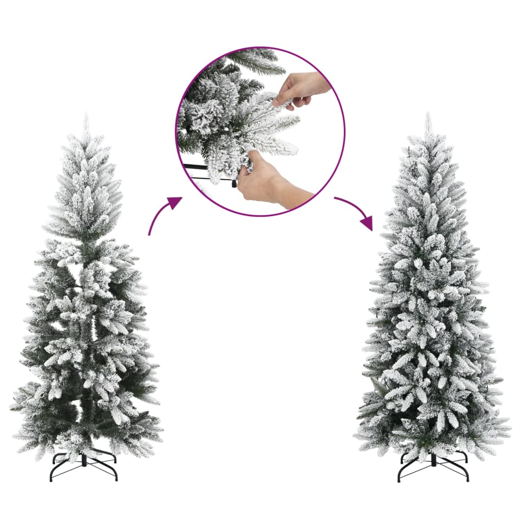 Sapin de Noël artificiel mince avec neige floquée 180 cm PVC/PE - XIOS