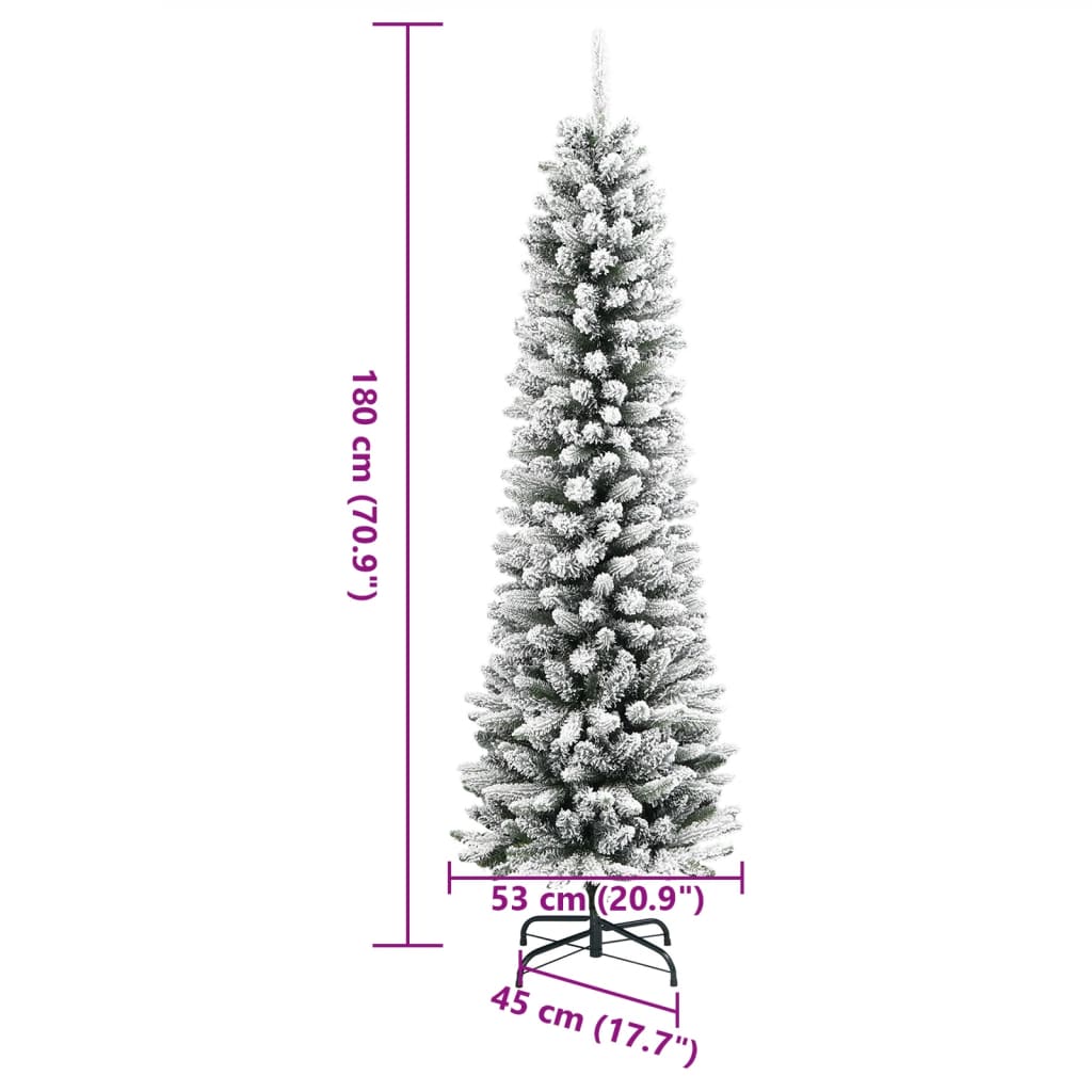 Sapin de Noël artificiel mince avec neige floquée 180 cm PVC/PE - XIOS