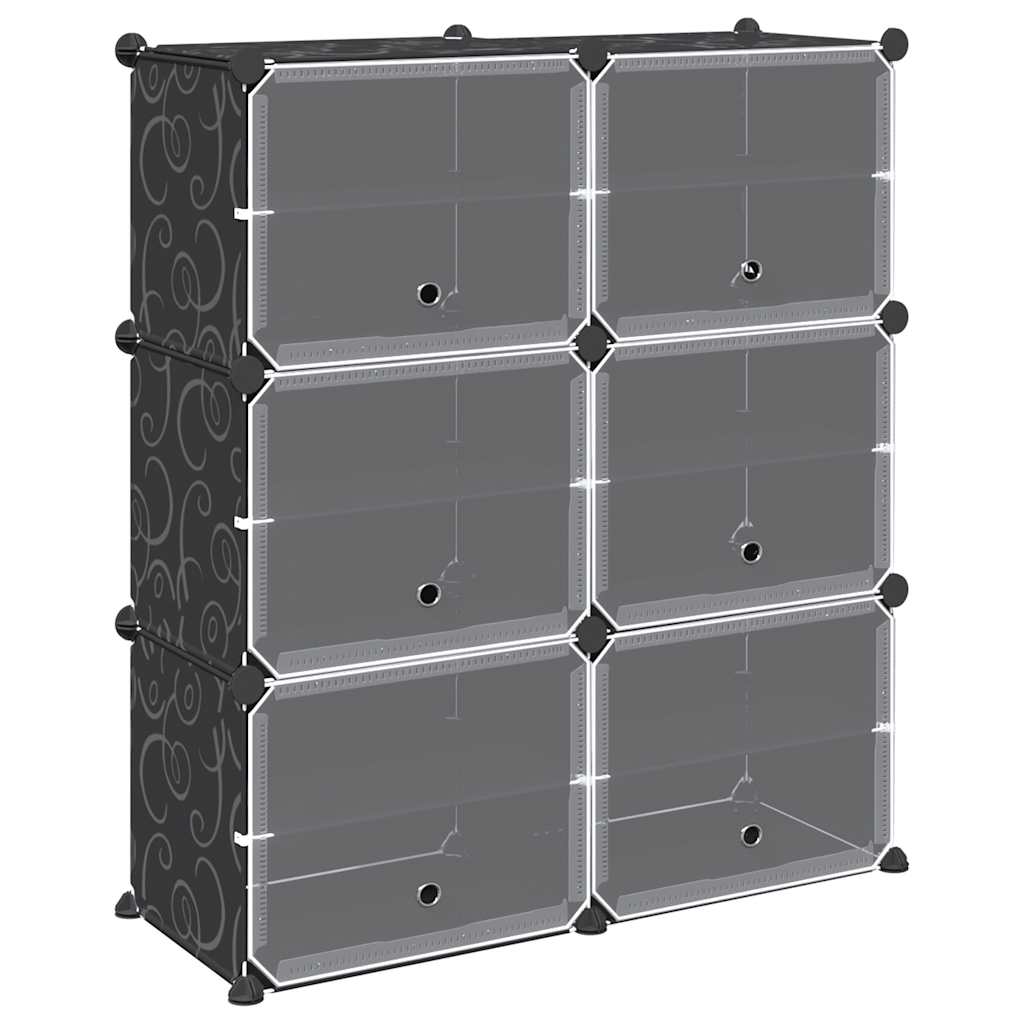 Cubes de rangement 6 pcs avec portes noir PP - XIOS