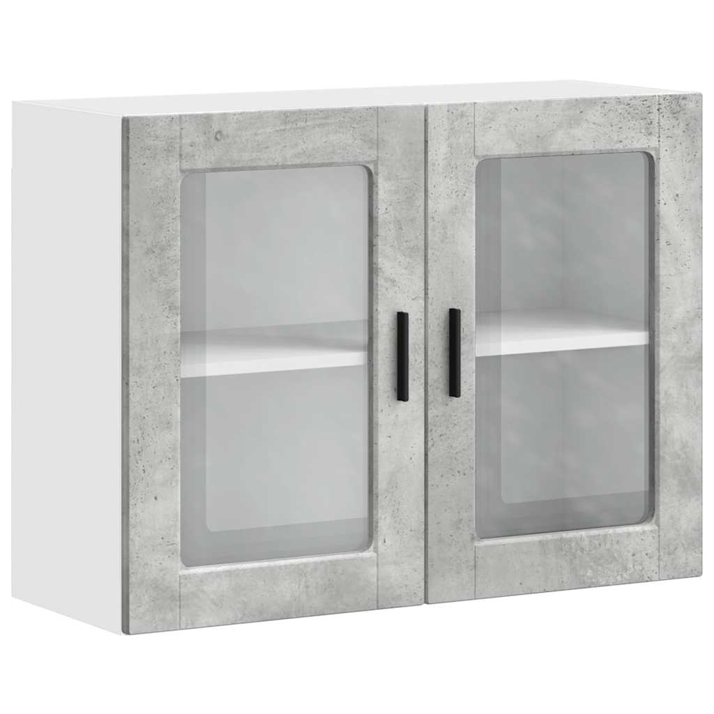 Armoire murale de cuisine avec porte en verre Porto gris béton - XIOS