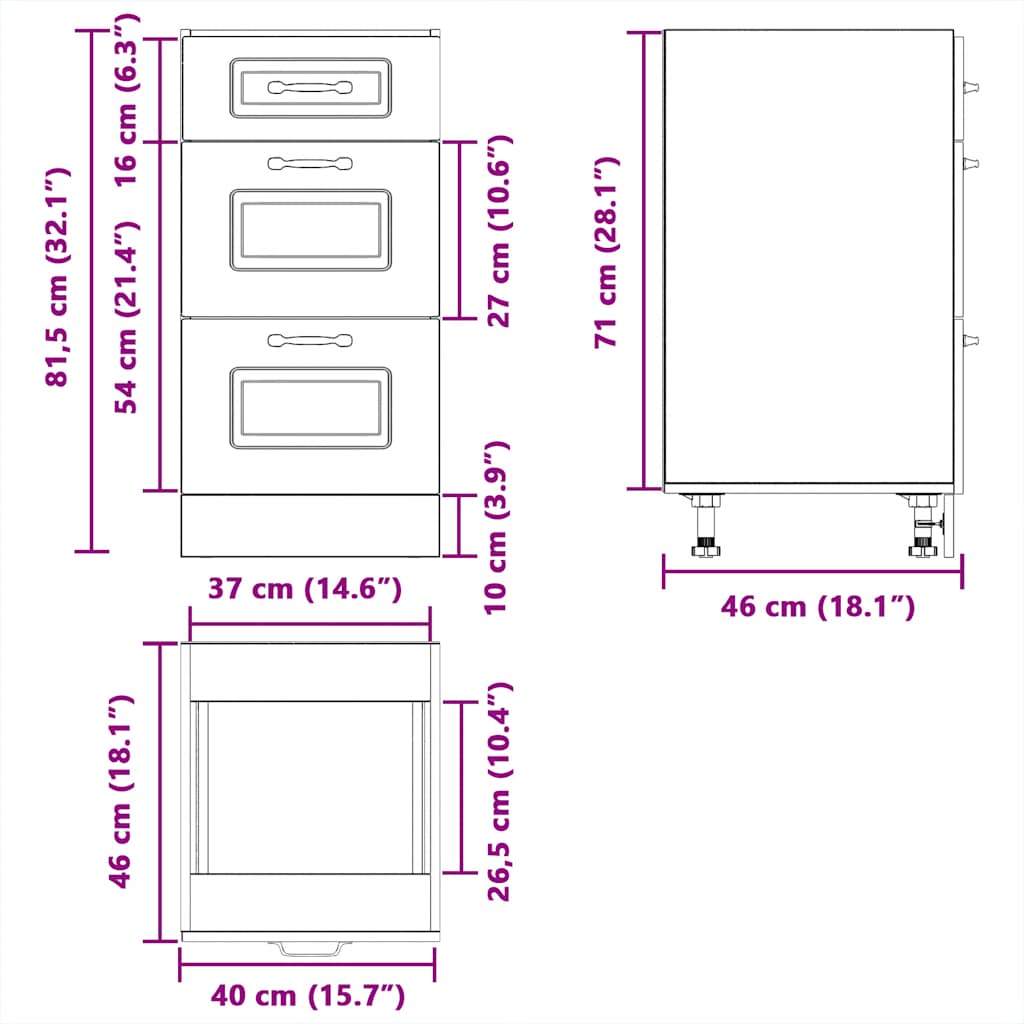Armoire de cuisine Kalmar chêne fumé bois d'ingénierie - XIOS