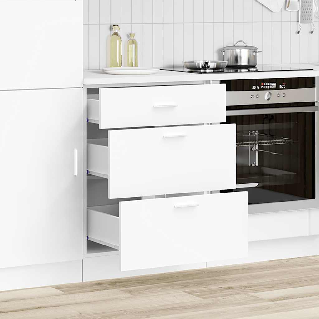 Meuble bas de cuisine ’Lyon’ en bois d’ingénierie blanc - XIOS Store SNC