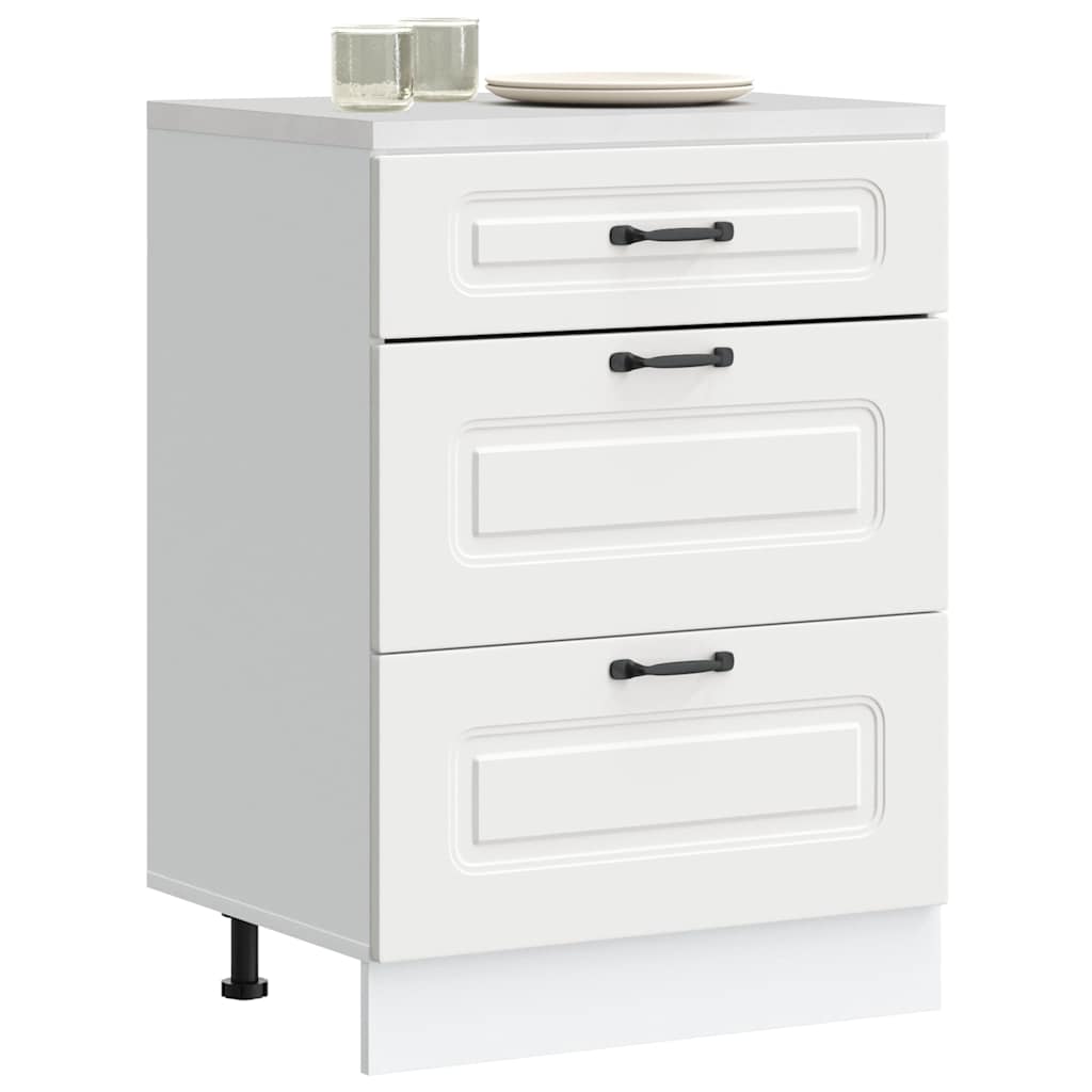 Armoire de cuisine Kalmar blanc bois d'ingénierie