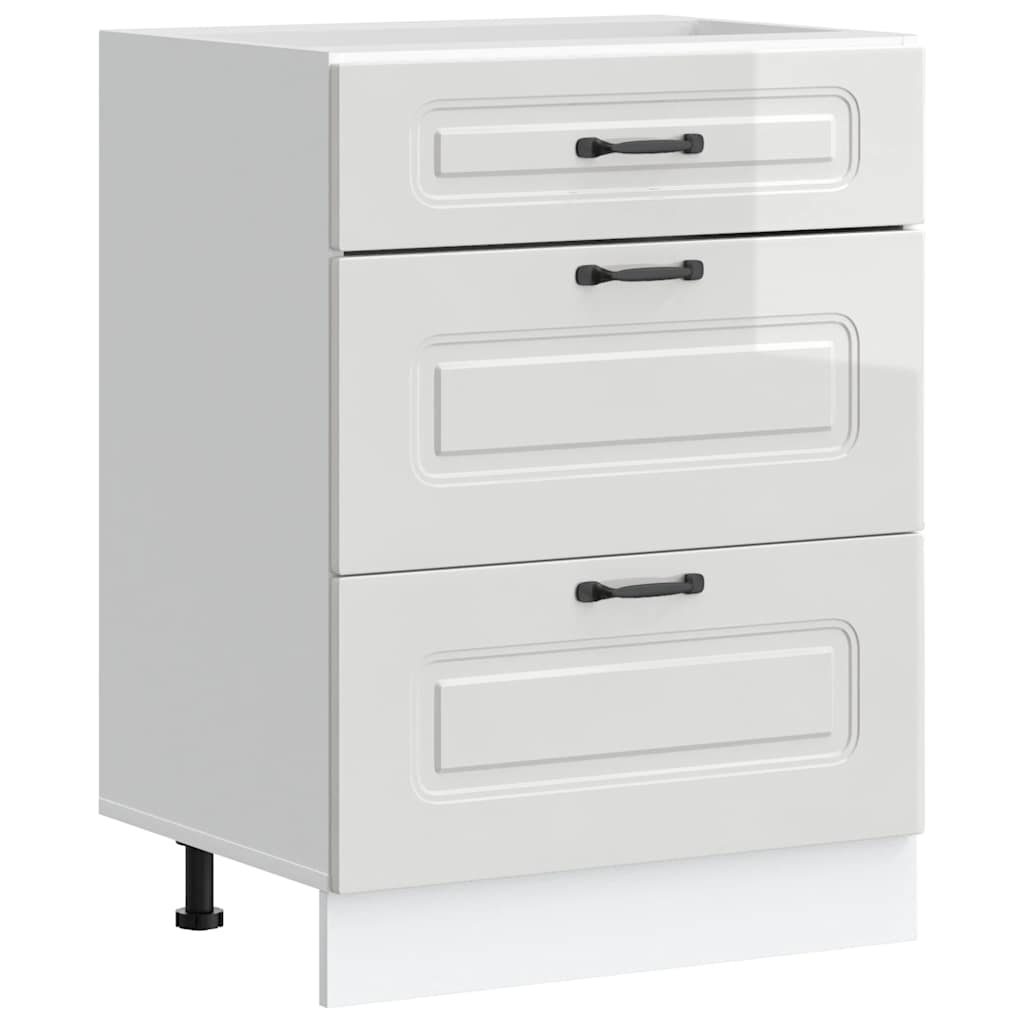 Meuble bas de cuisine « Kalmar » Bois d'ingénierie blanc brillant