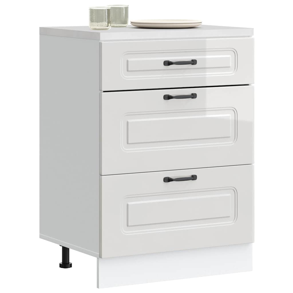 Meuble bas de cuisine « Kalmar » Bois d'ingénierie blanc brillant - XIOS