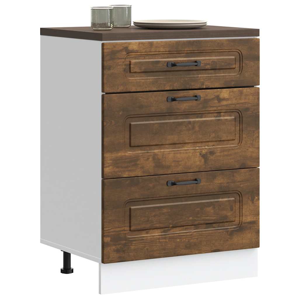 Armoire de cuisine Kalmar chêne fumé bois d'ingénierie - XIOS
