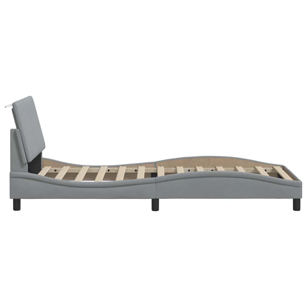 Cadre de lit sans matelas gris clair 80x200 cm tissu - XIOS