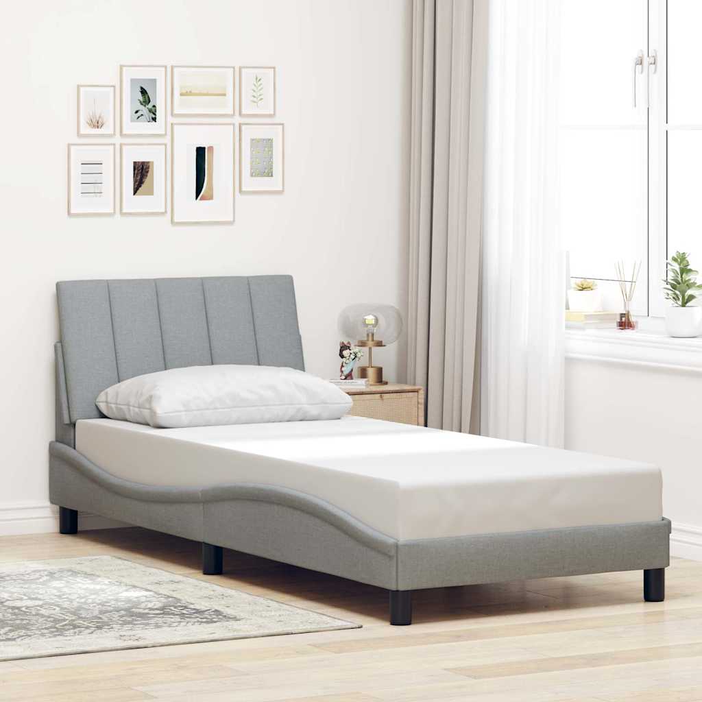 Cadre de lit sans matelas gris clair 80x200 cm tissu - XIOS