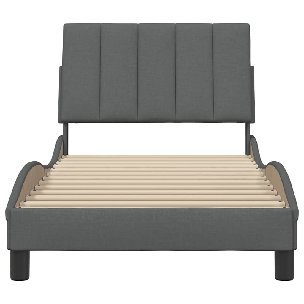Cadre de lit sans matelas gris foncé 80x200 cm tissu - XIOS