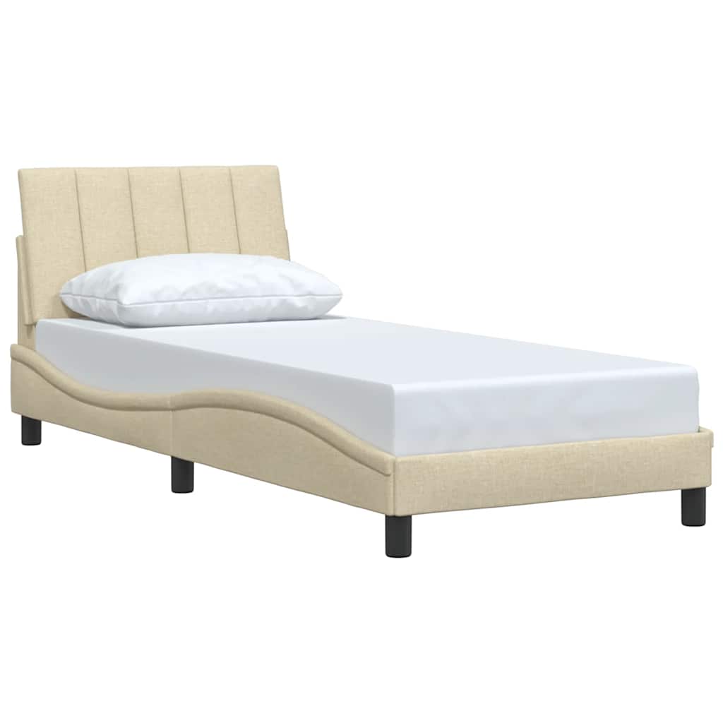 Cadre de lit sans matelas Hanko crème 80x200 cm tissu