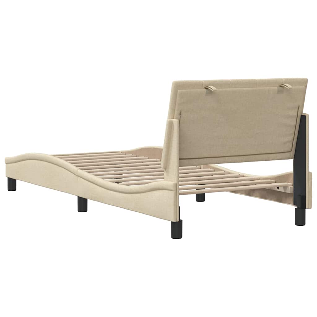 Cadre de lit sans matelas Hanko crème 80x200 cm tissu