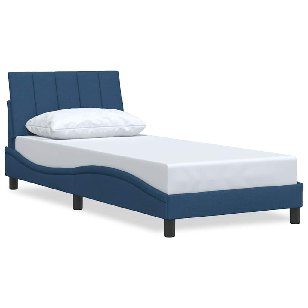 Cadre de lit sans matelas bleu 80x200 cm tissu - XIOS