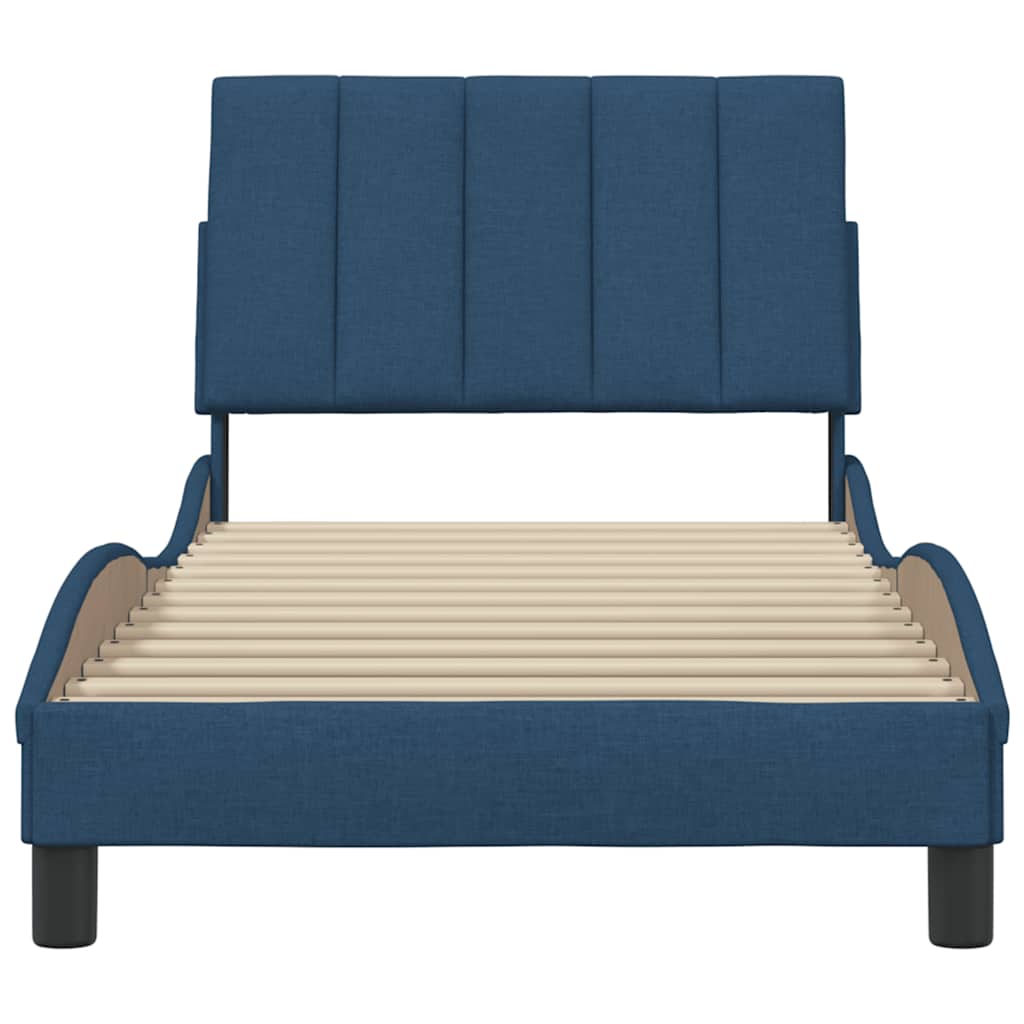 Cadre de lit sans matelas bleu 80x200 cm tissu - XIOS