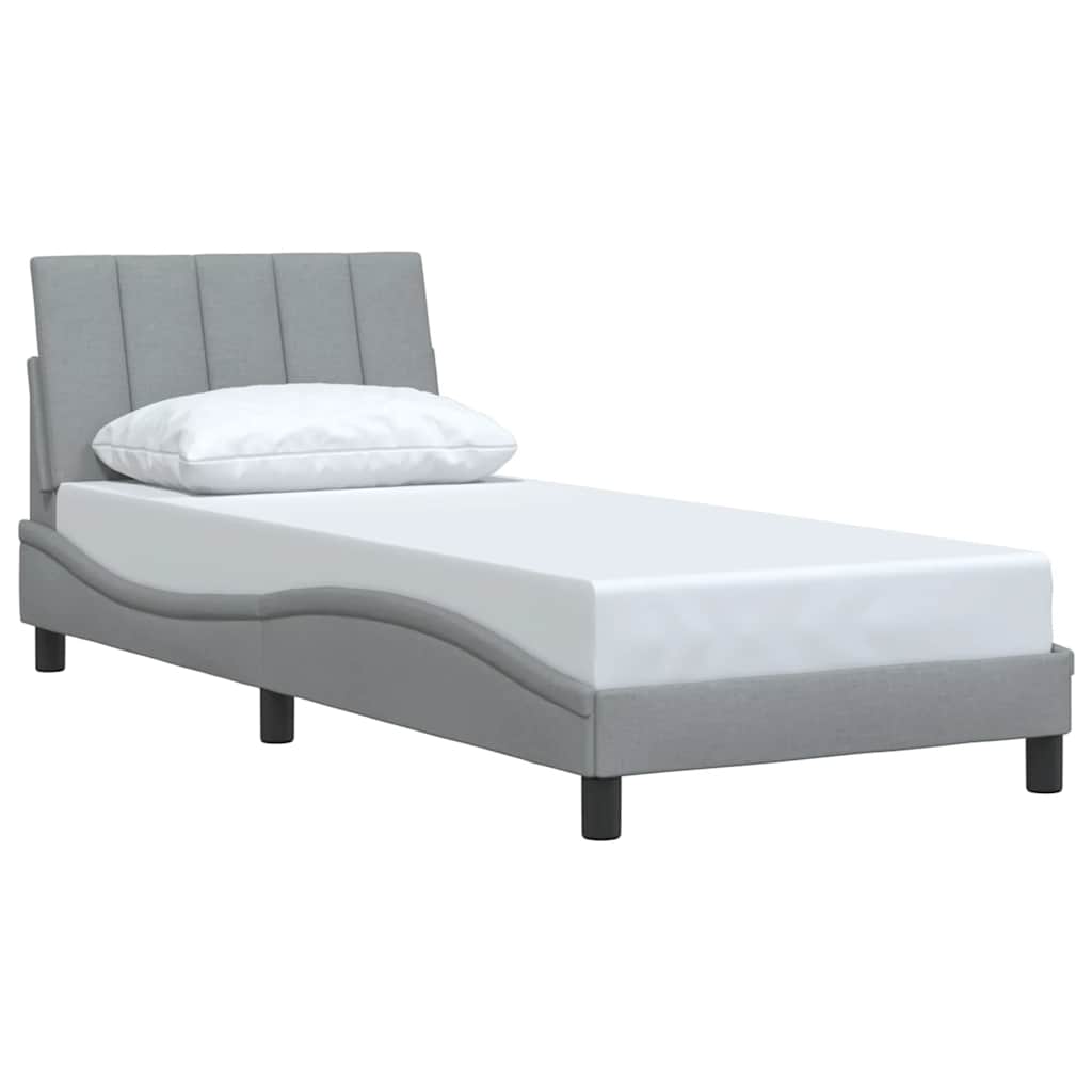 Cadre de lit sans matelas gris clair 90x190 cm tissu - XIOS
