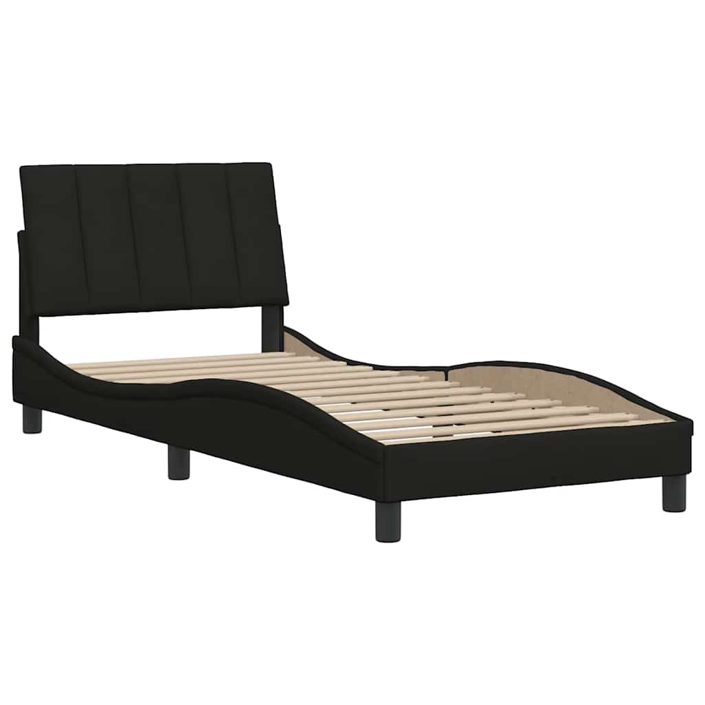 Cadre de lit sans matelas Hanko noir 90x190 cm tissu - XIOS
