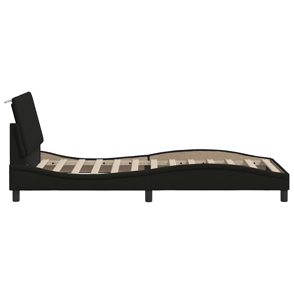 Cadre de lit sans matelas Hanko noir 90x190 cm tissu - XIOS