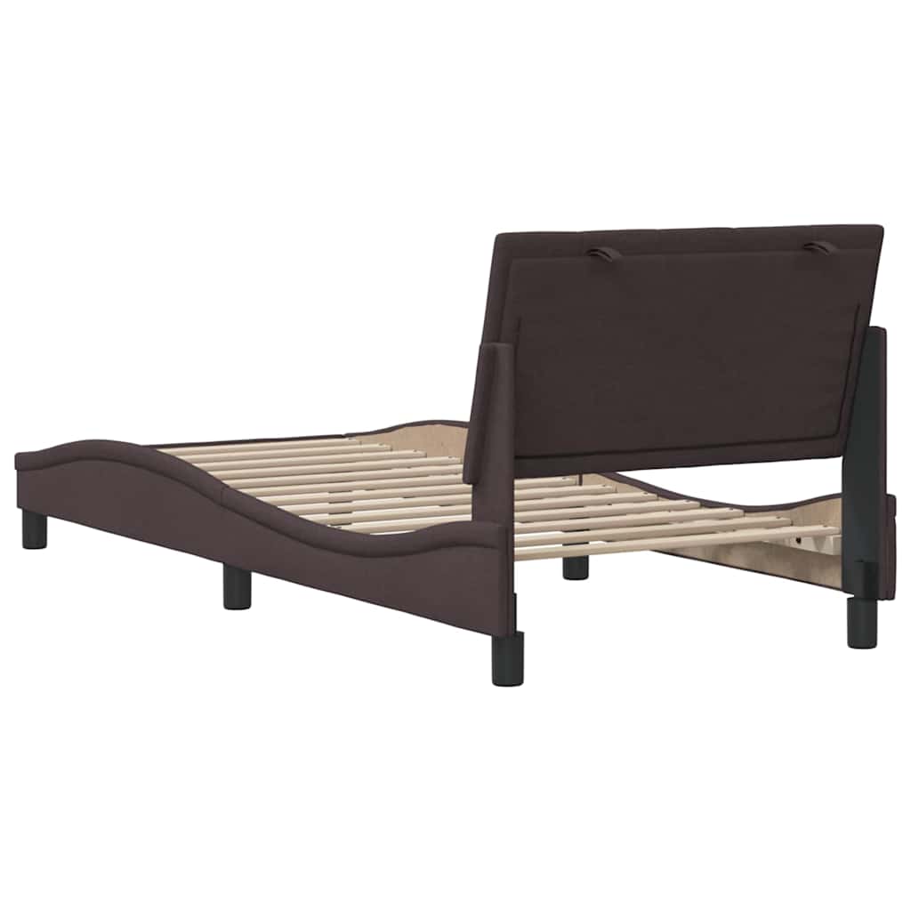 Cadre de lit sans matelas Hanko marron foncé 90x190 cm tissu - XIOS